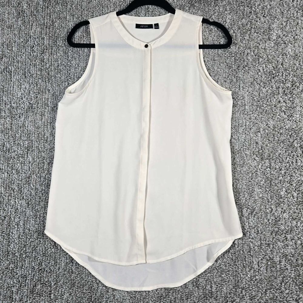 Apt. 9 Blouse Cream Sleeveless Scoop Neck Officecore Women Small